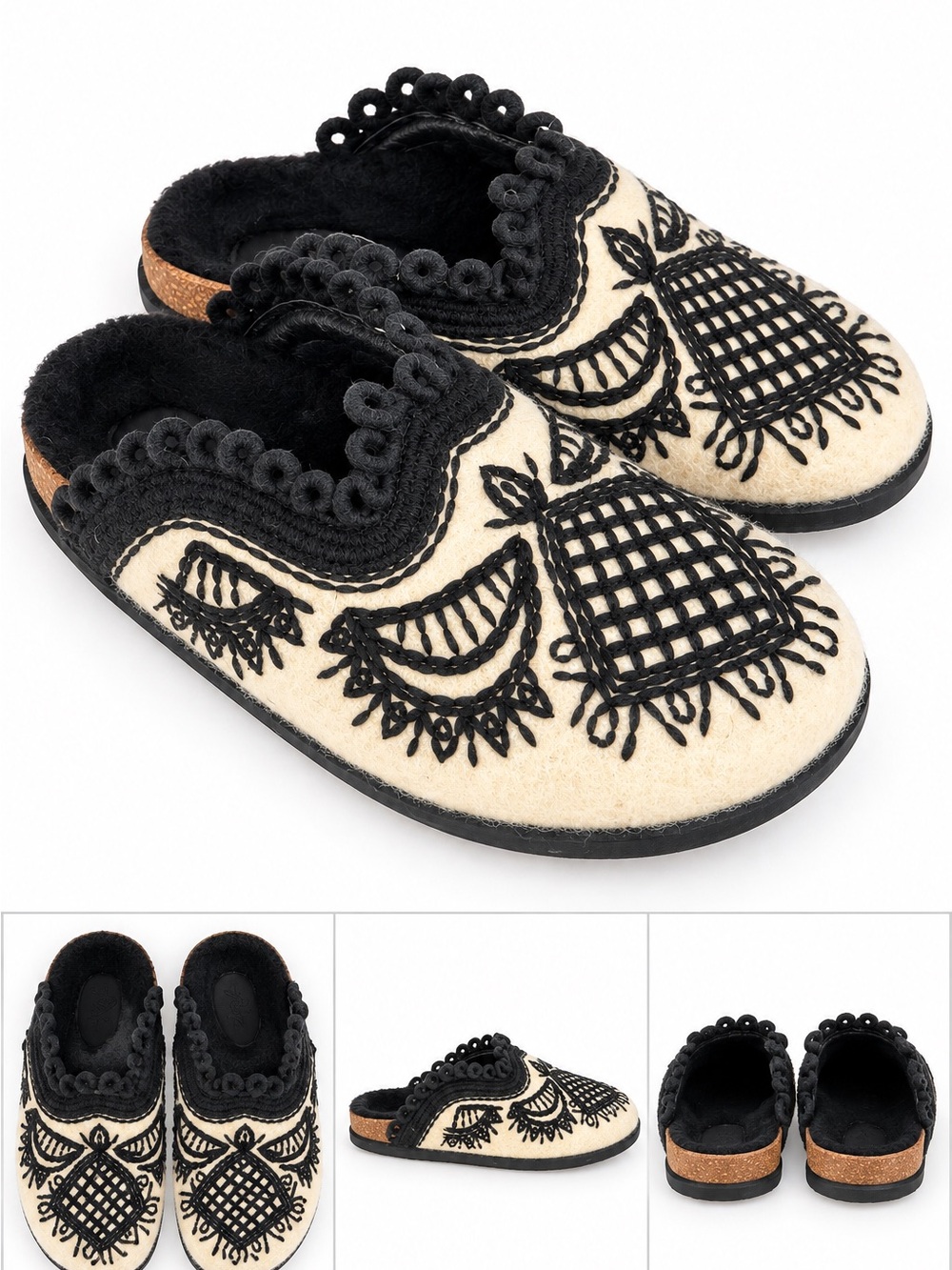 Free People Embroidered Mules Size 36 Folk Art Bohemian Tribal